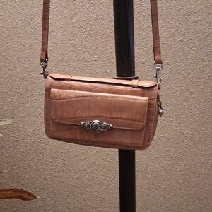 Brighton Croc-Embossed Tan Crossbody Bag